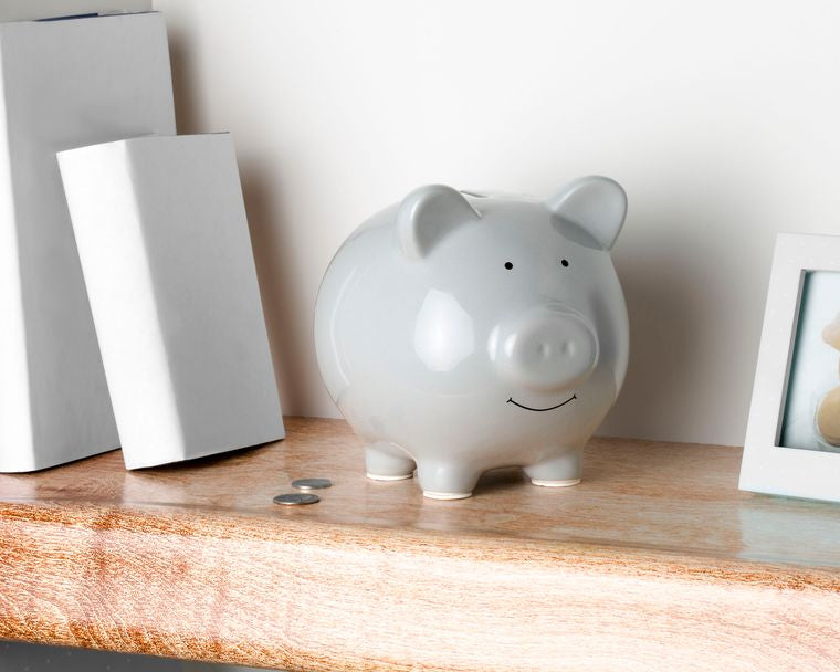Ceramic Piggy Bank in Grey